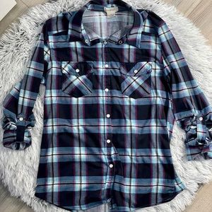 Passport Blue Plaid Button Down Shirt